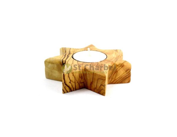 Olive Wood Candle Holder