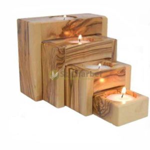 Olive Wood Candle Holder